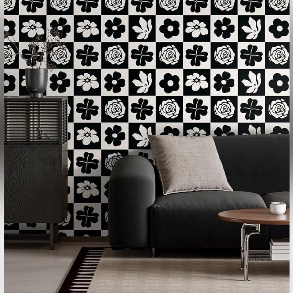 Black and White Floral Peel and Stick Wallpaper